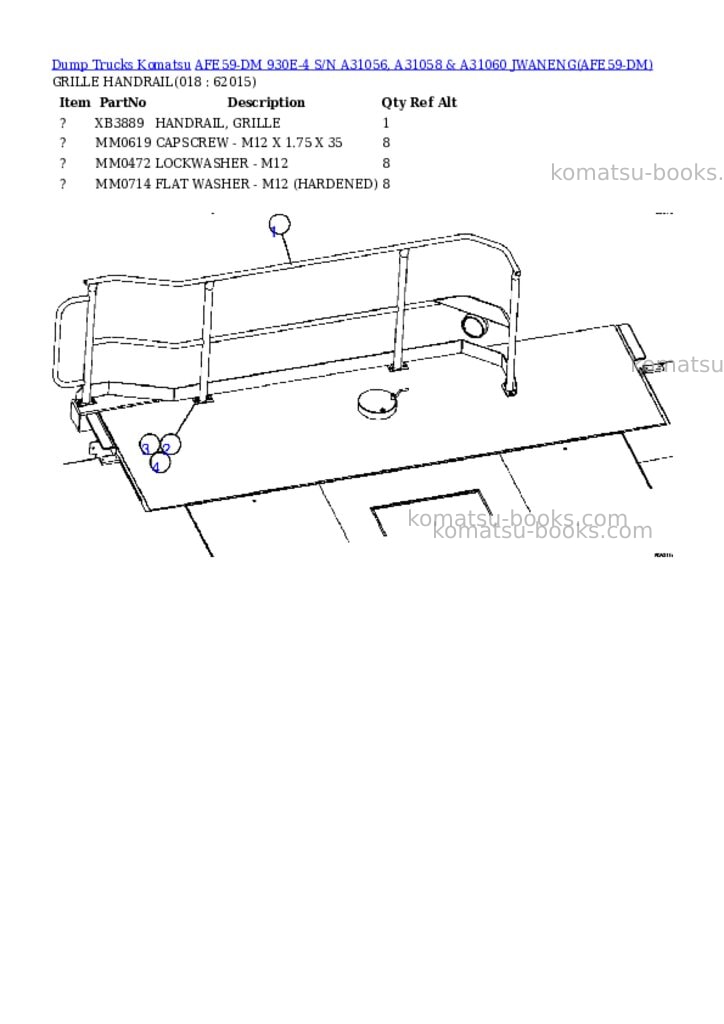 Komatsu afe59-dm 930e-4 s/n a31056, a31058 & a31060 jwaneng Parts catalog cover Page 9