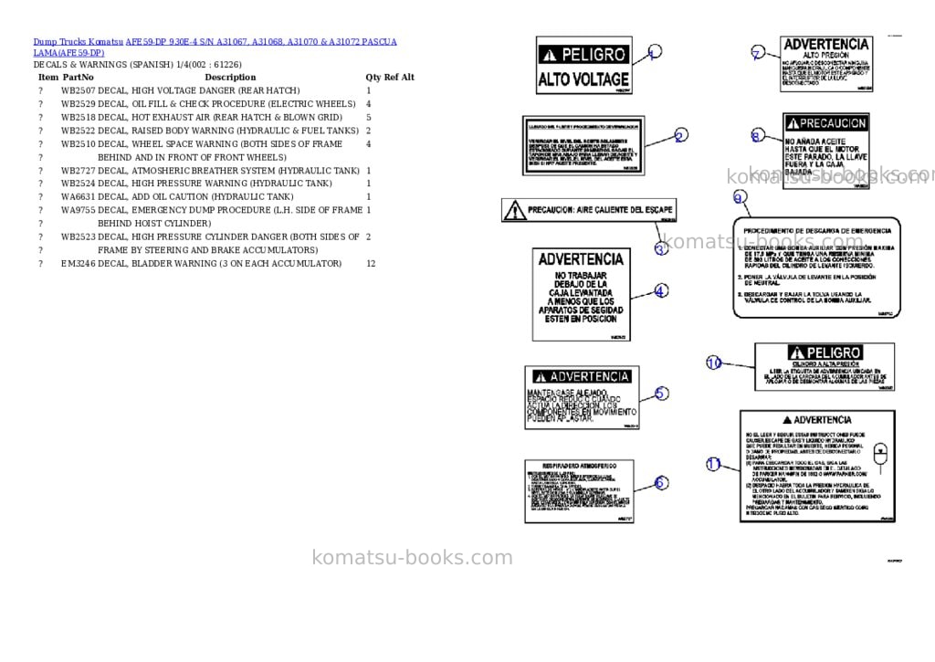 Komatsu afe59-dp 930e-4 s/n a31067, a31068, a31070 & a31072 pascua lama Parts catalog cover Komatsu afe59-dp 930e-4 s/n a31067, a31068, a31070 & a31072 pascua lama Parts catalog cover