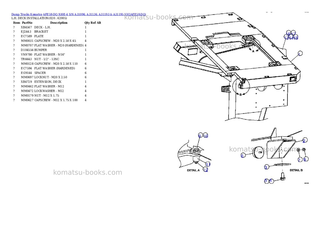Komatsu afe59-dq 930e-4 s/n a31096, a31136, a31193 & a31195 ioc Parts catalog cover Page 10 Komatsu afe59-dq 930e-4 s/n a31096, a31136, a31193 & a31195 ioc Parts catalog cover Page 10