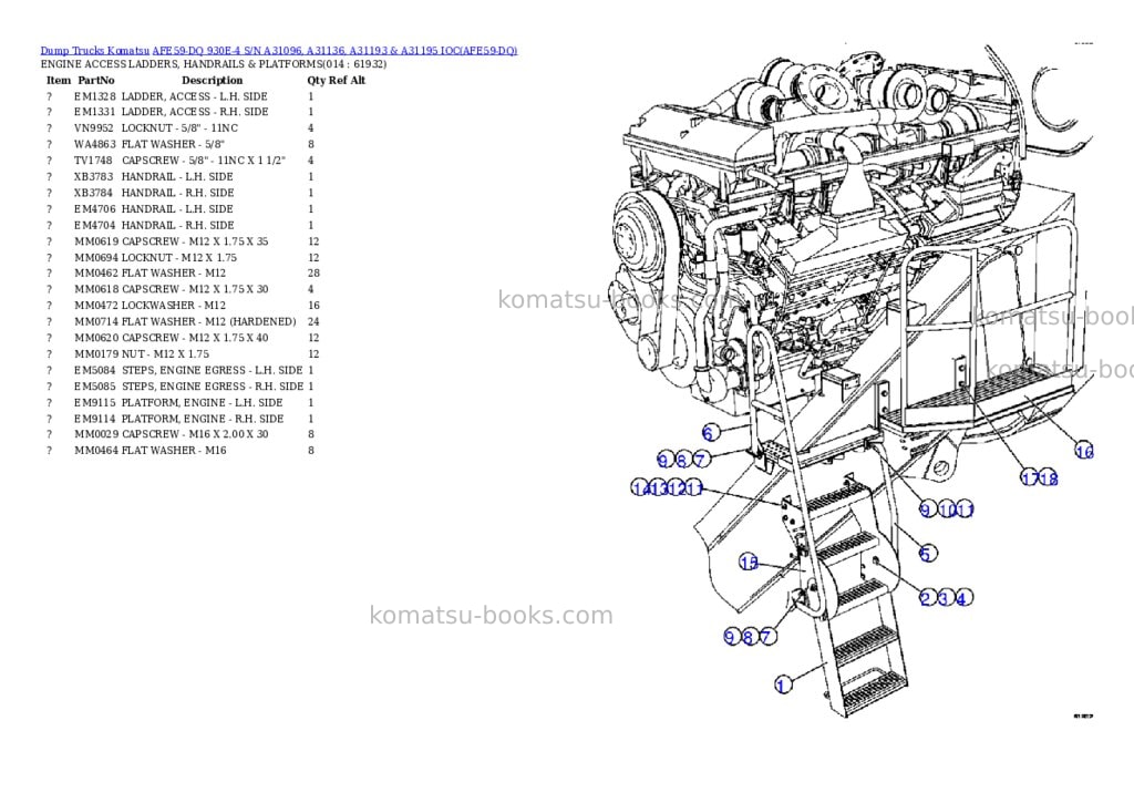 Komatsu afe59-dq 930e-4 s/n a31096, a31136, a31193 & a31195 ioc Parts catalog cover Page 7 Komatsu afe59-dq 930e-4 s/n a31096, a31136, a31193 & a31195 ioc Parts catalog cover Page 7