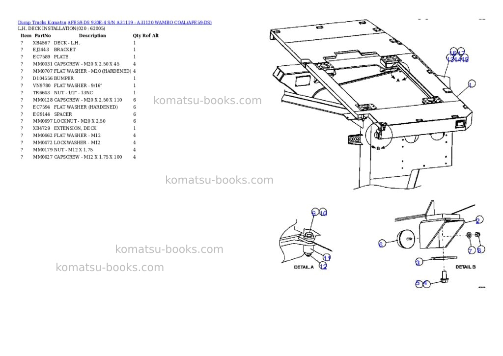 Komatsu afe59-ds 930e-4 s/n a31119 - a31120 wambo coal Parts catalog cover Page 10