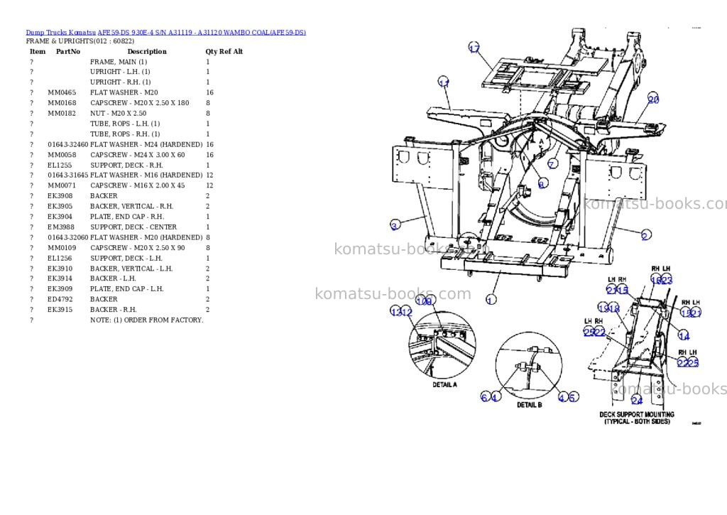 Komatsu afe59-ds 930e-4 s/n a31119 - a31120 wambo coal Parts catalog cover Page 6