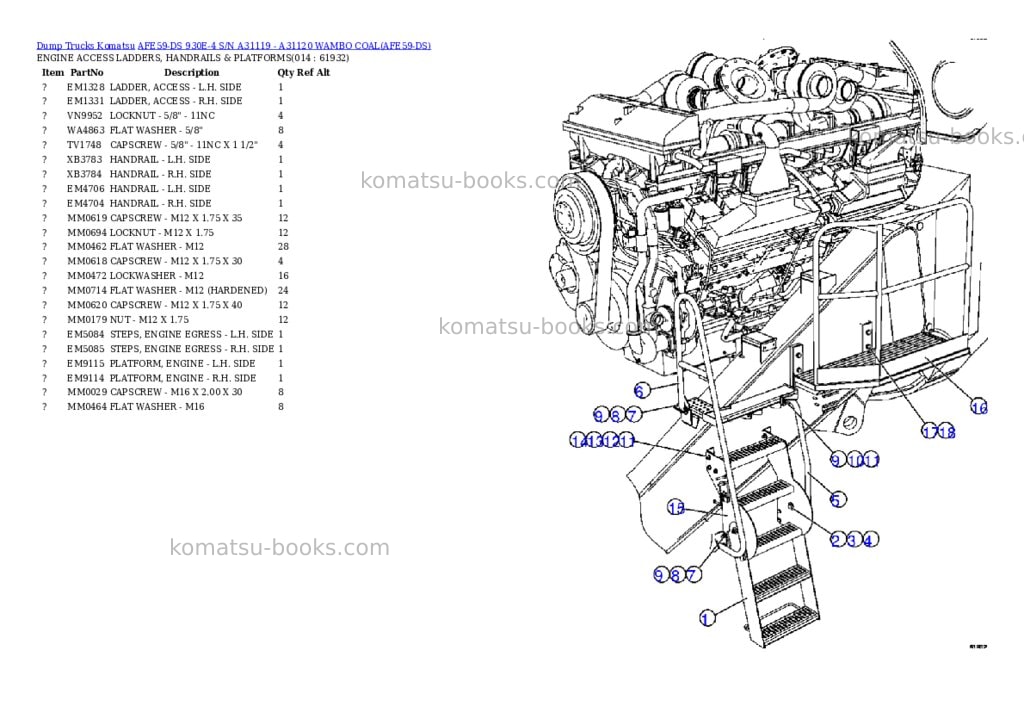 Komatsu afe59-ds 930e-4 s/n a31119 - a31120 wambo coal Parts catalog cover Page 7