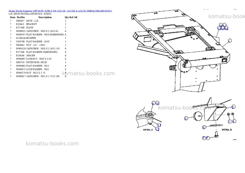 Komatsu afe59-du 930e-4 s/n a31139 - a31140 & a31191 gibraltar Parts catalog cover Page 10