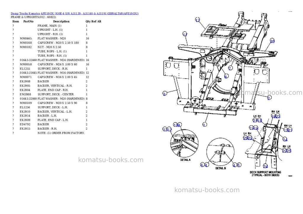 Komatsu afe59-du 930e-4 s/n a31139 - a31140 & a31191 gibraltar Parts catalog cover Page 6
