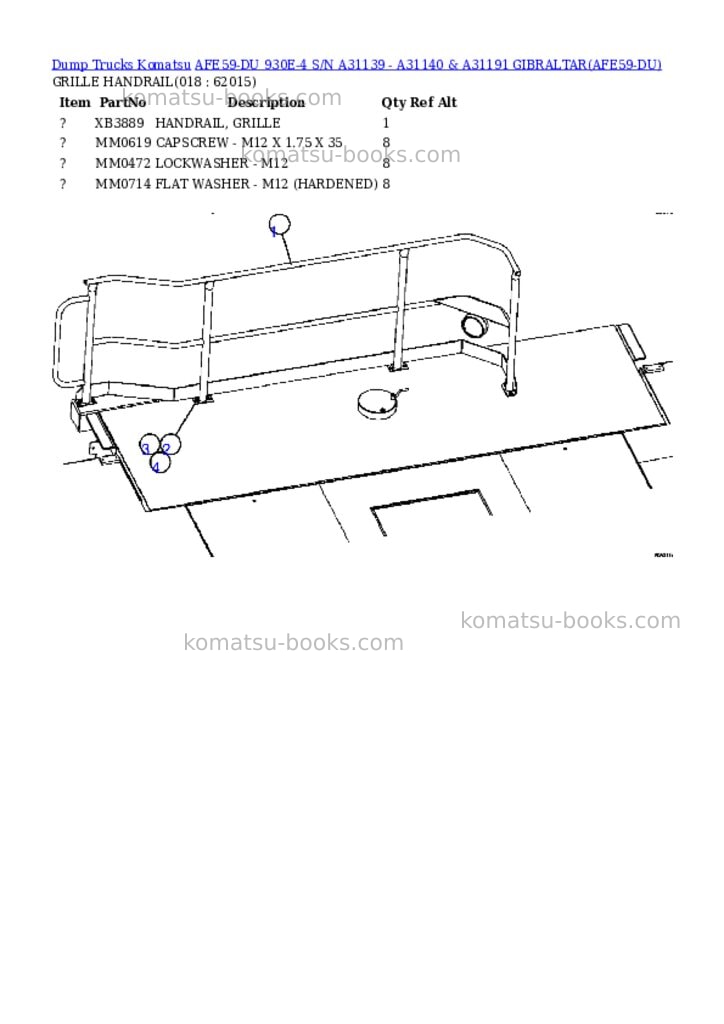 Komatsu afe59-du 930e-4 s/n a31139 - a31140 & a31191 gibraltar Parts catalog cover Page 9