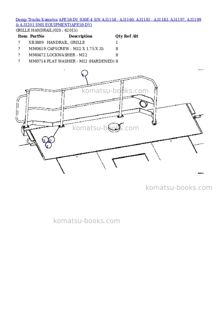 Komatsu afe59-dv 930e-4 s/n a31158 - a31160, a31181 - a31183, a31197, a31199 & a31201 sms equipment Parts catalog cover Page 10
