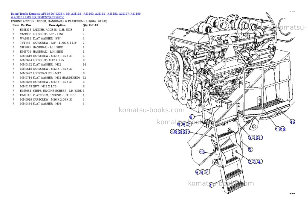 Komatsu afe59-dv 930e-4 s/n a31158 - a31160, a31181 - a31183, a31197, a31199 & a31201 sms equipment Parts catalog cover Page 7