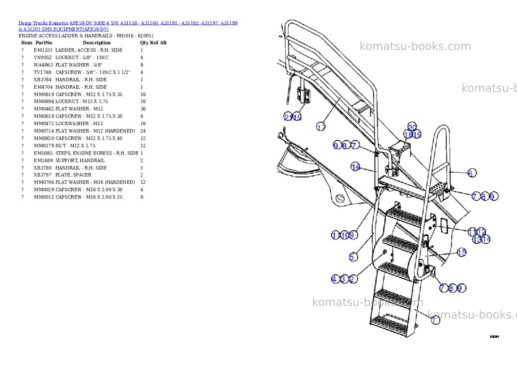 Komatsu afe59-dv 930e-4 s/n a31158 - a31160, a31181 - a31183, a31197, a31199 & a31201 sms equipment Parts catalog cover Page 8