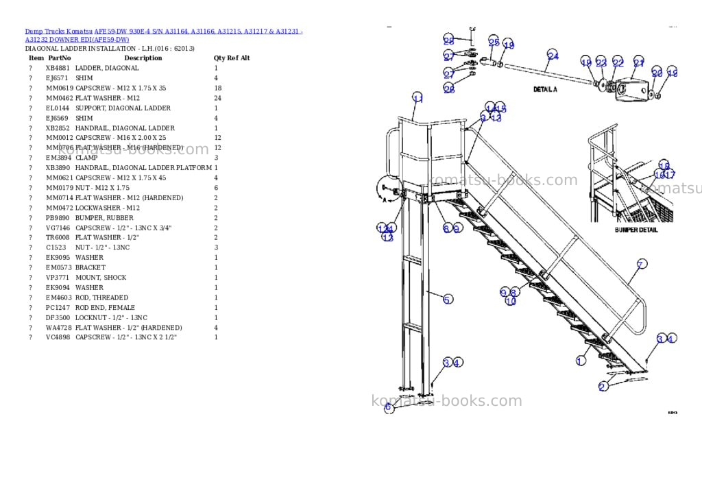 Komatsu afe59-dw 930e-4 s/n a31164, a31166, a31215, a31217 & a31231 - a31232 downer edi Parts catalog cover Page 8