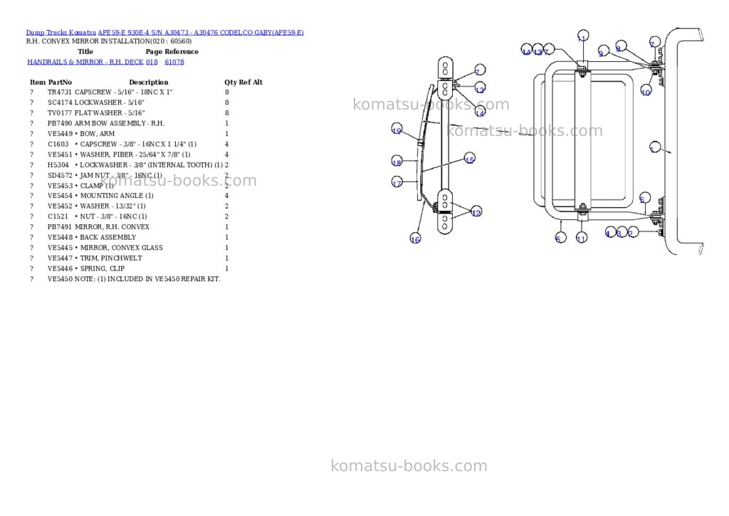 Komatsu afe59-e 930e-4 s/n a30473 - a30476 codelco gaby Parts catalog cover Page 10 Komatsu afe59-e 930e-4 s/n a30473 - a30476 codelco gaby Parts catalog cover Page 10