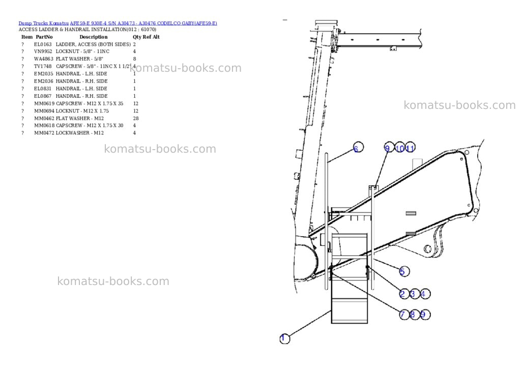 Komatsu afe59-e 930e-4 s/n a30473 - a30476 codelco gaby Parts catalog cover Page 6 Komatsu afe59-e 930e-4 s/n a30473 - a30476 codelco gaby Parts catalog cover Page 6