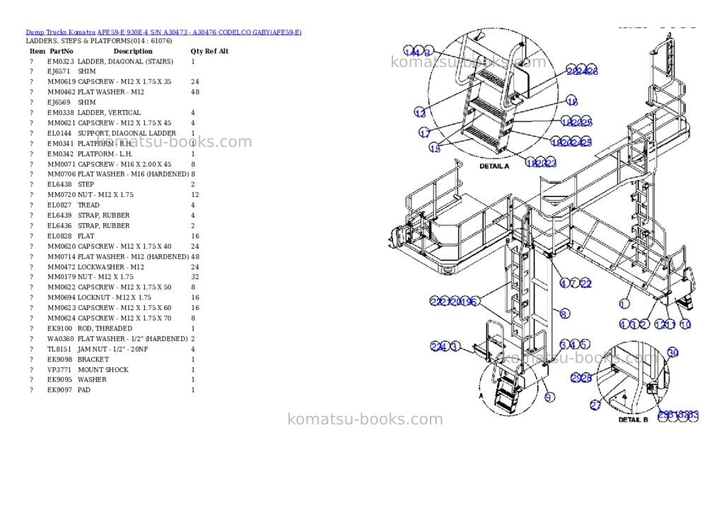Komatsu afe59-e 930e-4 s/n a30473 - a30476 codelco gaby Parts catalog cover Page 7 Komatsu afe59-e 930e-4 s/n a30473 - a30476 codelco gaby Parts catalog cover Page 7