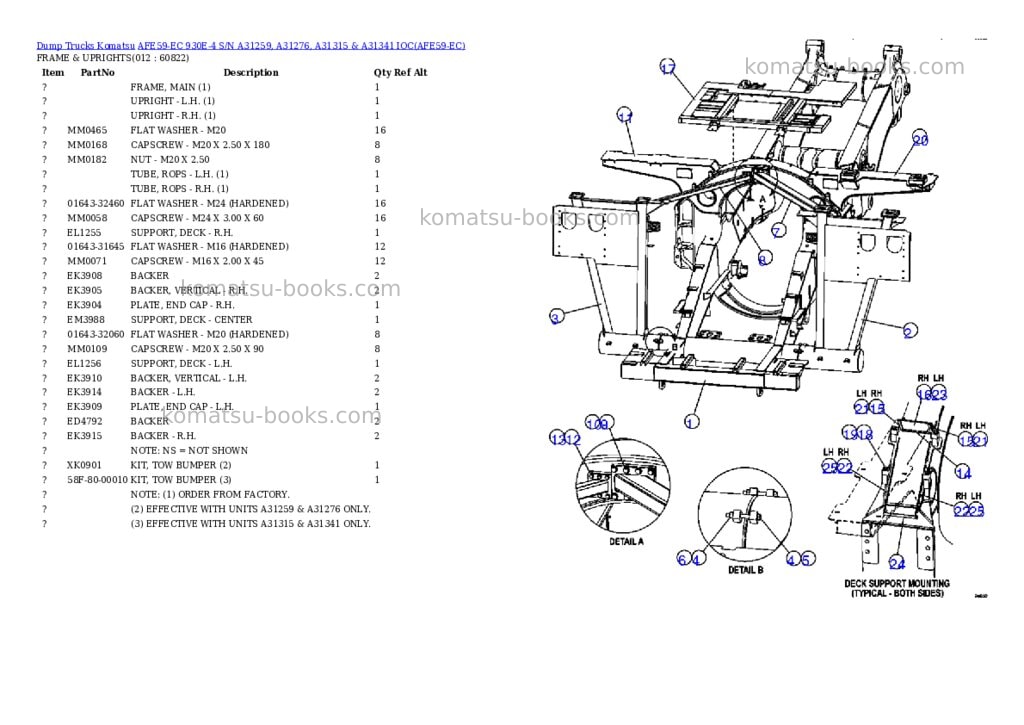 Komatsu afe59-ec 930e-4 s/n a31259, a31276, a31315 & a31341 ioc Parts catalog cover Page 6 Komatsu afe59-ec 930e-4 s/n a31259, a31276, a31315 & a31341 ioc Parts catalog cover Page 6