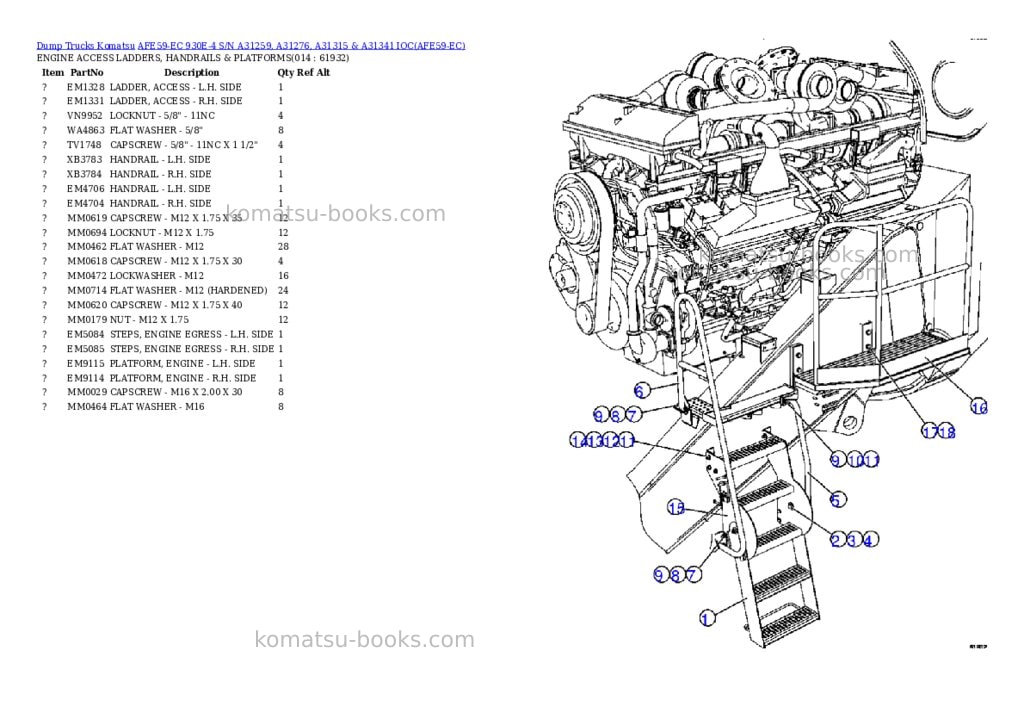 Komatsu afe59-ec 930e-4 s/n a31259, a31276, a31315 & a31341 ioc Parts catalog cover Page 7 Komatsu afe59-ec 930e-4 s/n a31259, a31276, a31315 & a31341 ioc Parts catalog cover Page 7