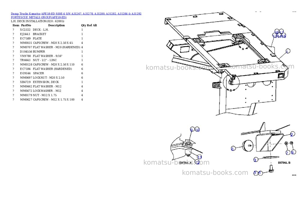 Komatsu afe59-ed 930e-4 s/n a31267, a31278, a31280, a31282, a31284 & a31292 fortescue metals group Parts catalog cover Page 10