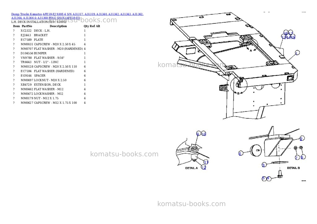 Komatsu afe59-ej 930e-4 s/n a31317, a31319, a31340, a31342, a31343, a31362, a31364, a31366 & a31368 ping shou Parts catalog cover Page 10 Komatsu afe59-ej 930e-4 s/n a31317, a31319, a31340, a31342, a31343, a31362, a31364, a31366 & a31368 ping shou Parts catalog cover Page 10