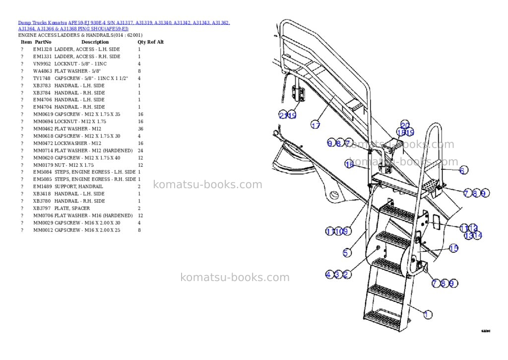 Komatsu afe59-ej 930e-4 s/n a31317, a31319, a31340, a31342, a31343, a31362, a31364, a31366 & a31368 ping shou Parts catalog cover Page 7 Komatsu afe59-ej 930e-4 s/n a31317, a31319, a31340, a31342, a31343, a31362, a31364, a31366 & a31368 ping shou Parts catalog cover Page 7