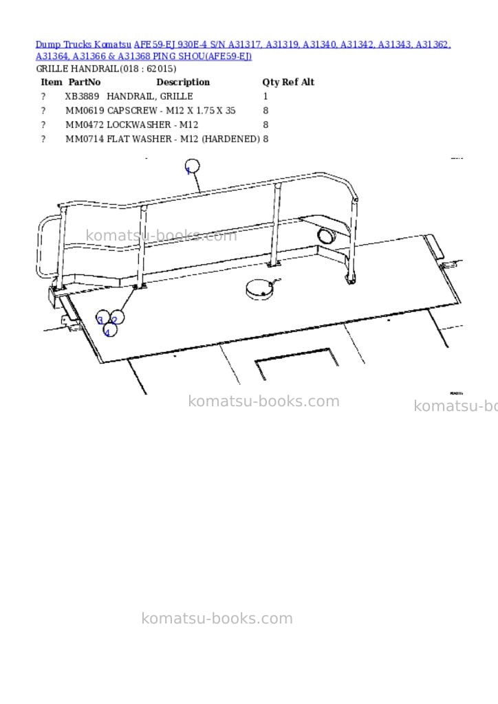 Komatsu afe59-ej 930e-4 s/n a31317, a31319, a31340, a31342, a31343, a31362, a31364, a31366 & a31368 ping shou Parts catalog cover Page 9 Komatsu afe59-ej 930e-4 s/n a31317, a31319, a31340, a31342, a31343, a31362, a31364, a31366 & a31368 ping shou Parts catalog cover Page 9