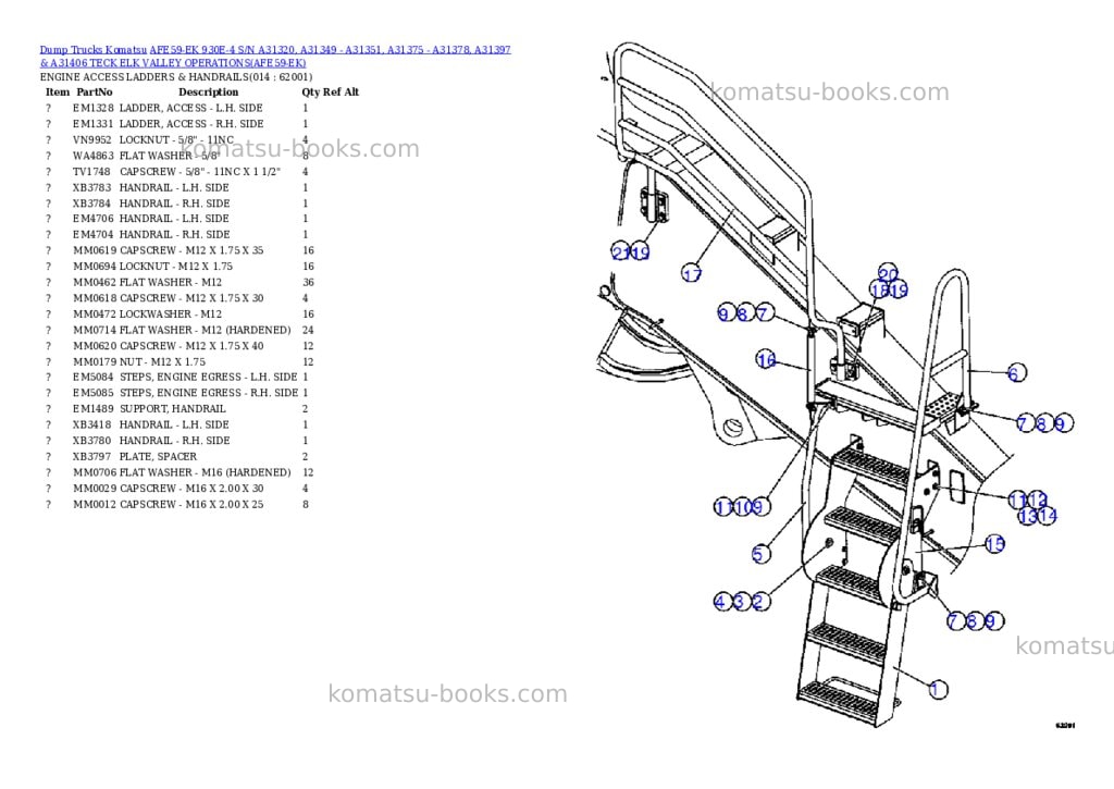 Komatsu afe59-ek 930e-4 s/n a31320, a31349 - a31351, a31375 - a31378, a31397 & a31406 teck elk valley operations Parts catalog cover Page 7