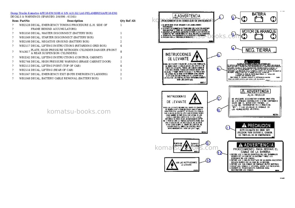 Komatsu afe59-em 930e-4 s/n a31352 las pelambres Parts catalog cover Page 3