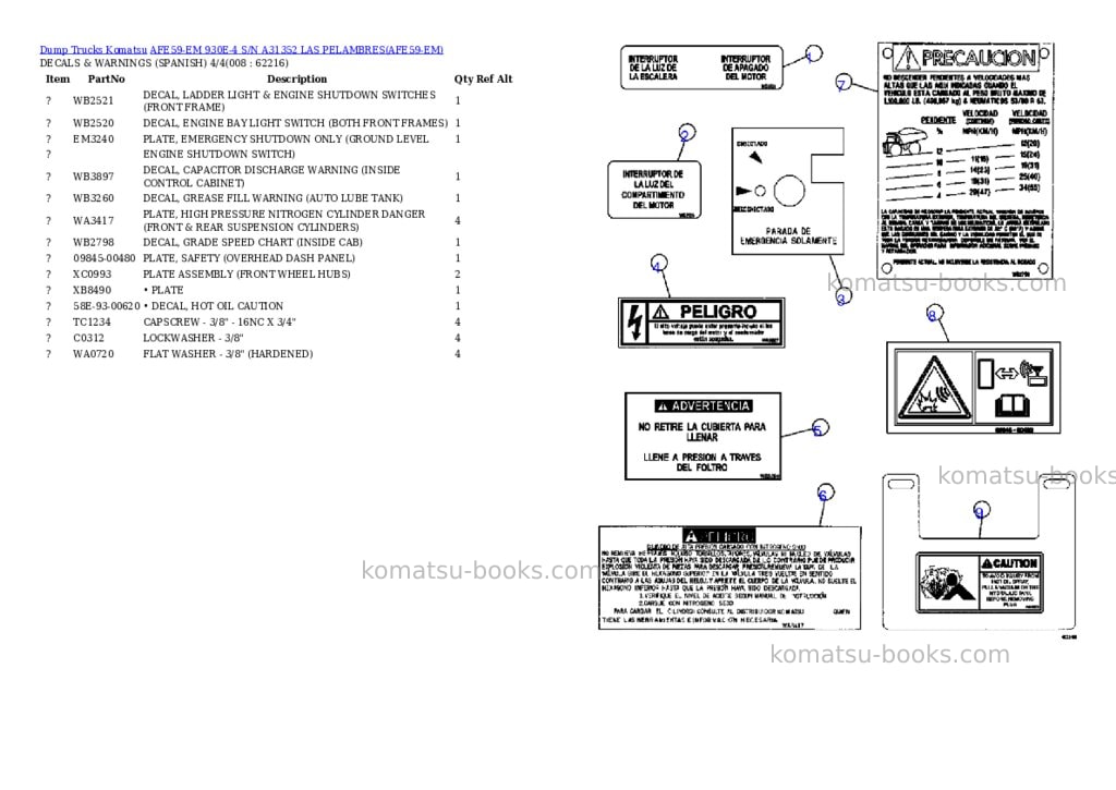 Komatsu afe59-em 930e-4 s/n a31352 las pelambres Parts catalog cover Page 4