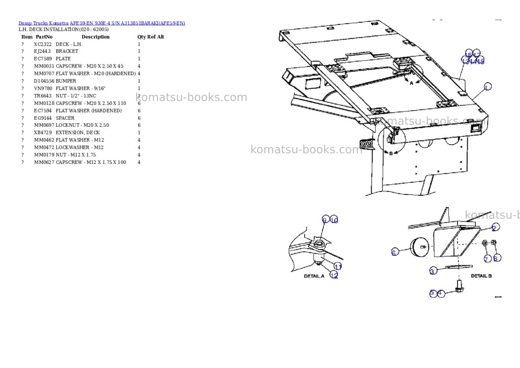 Komatsu afe59-en 930e-4 s/n a31385 ibaraki Parts catalog cover Page 10 Komatsu afe59-en 930e-4 s/n a31385 ibaraki Parts catalog cover Page 10