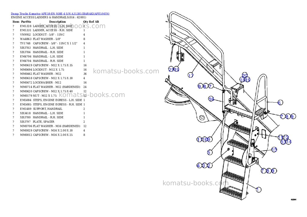 Komatsu afe59-en 930e-4 s/n a31385 ibaraki Parts catalog cover Page 7 Komatsu afe59-en 930e-4 s/n a31385 ibaraki Parts catalog cover Page 7