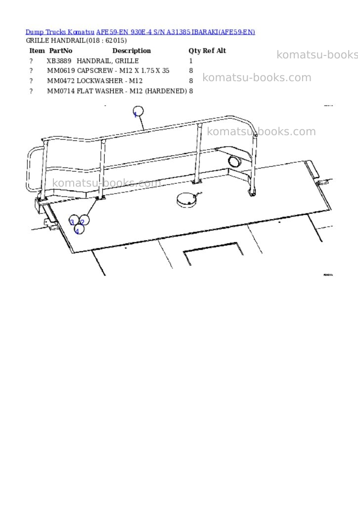 Komatsu afe59-en 930e-4 s/n a31385 ibaraki Parts catalog cover Page 9 Komatsu afe59-en 930e-4 s/n a31385 ibaraki Parts catalog cover Page 9