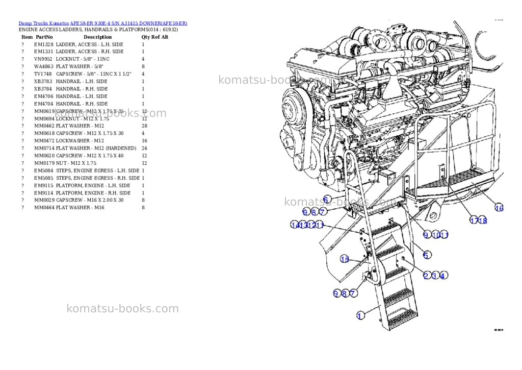 Komatsu afe59-er 930e-4 s/n a31415 downer Parts catalog cover Page 7