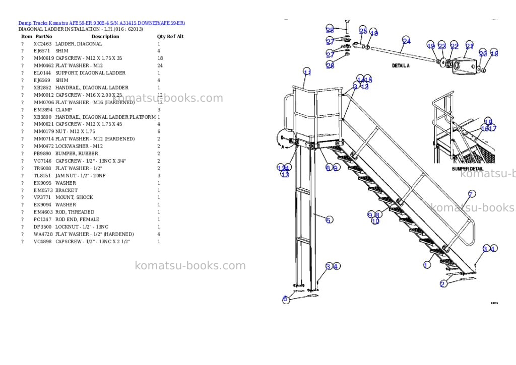 Komatsu afe59-er 930e-4 s/n a31415 downer Parts catalog cover Page 8