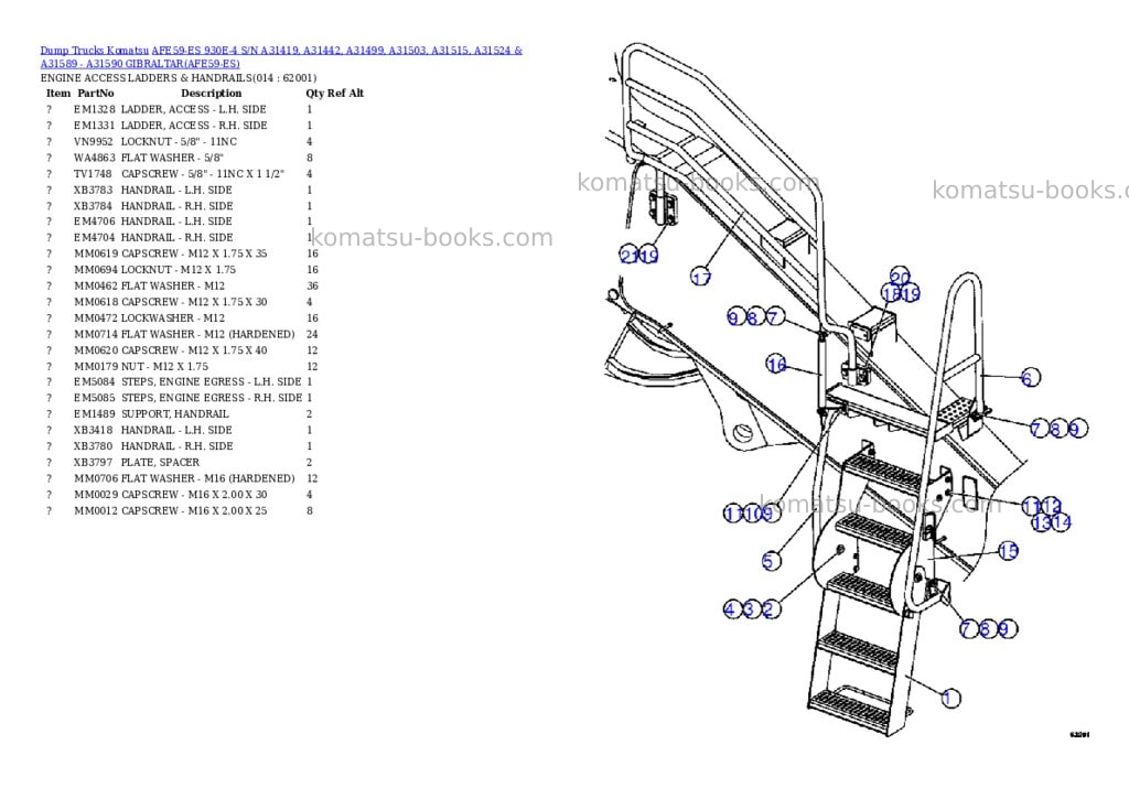 Komatsu afe59-es 930e-4 s/n a31419, a31442, a31499, a31503, a31515, a31524 & a31589 - a31590 gibraltar Parts catalog cover Page 7