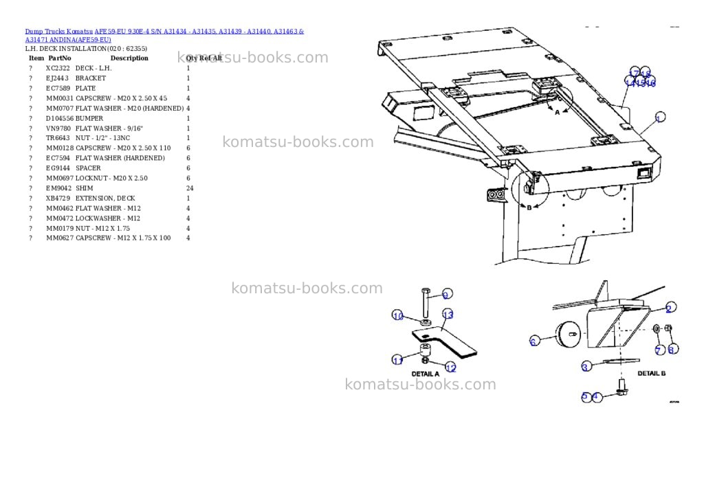 Komatsu afe59-eu 930e-4 s/n a31434 - a31435, a31439 - a31440, a31463 & a31471 andina Parts catalog cover Page 10