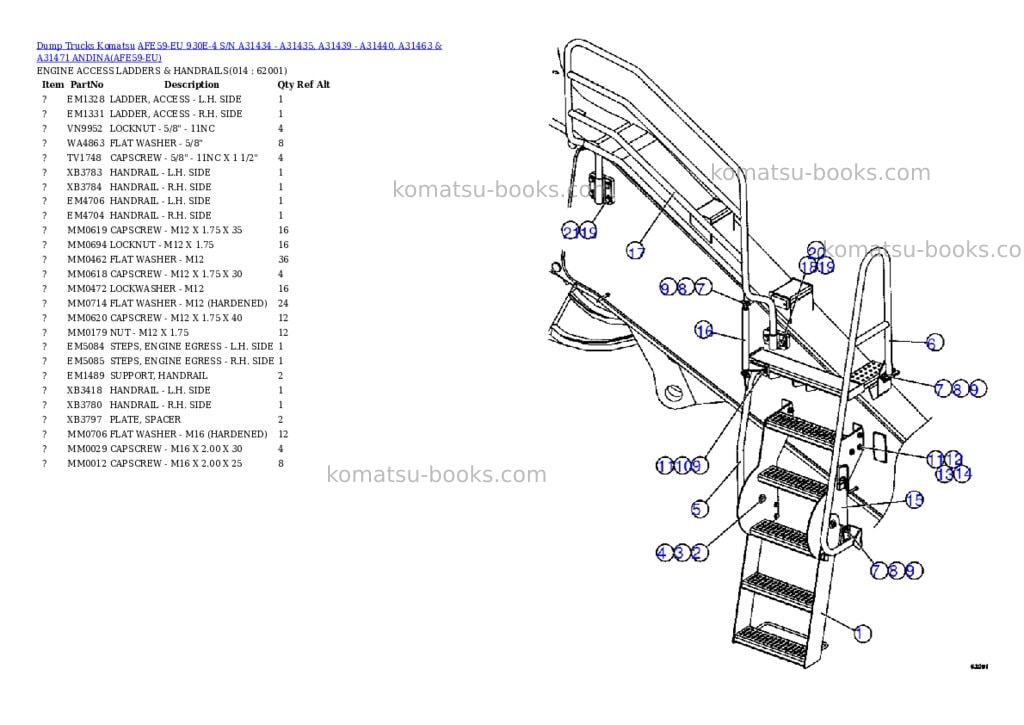 Komatsu afe59-eu 930e-4 s/n a31434 - a31435, a31439 - a31440, a31463 & a31471 andina Parts catalog cover Page 7