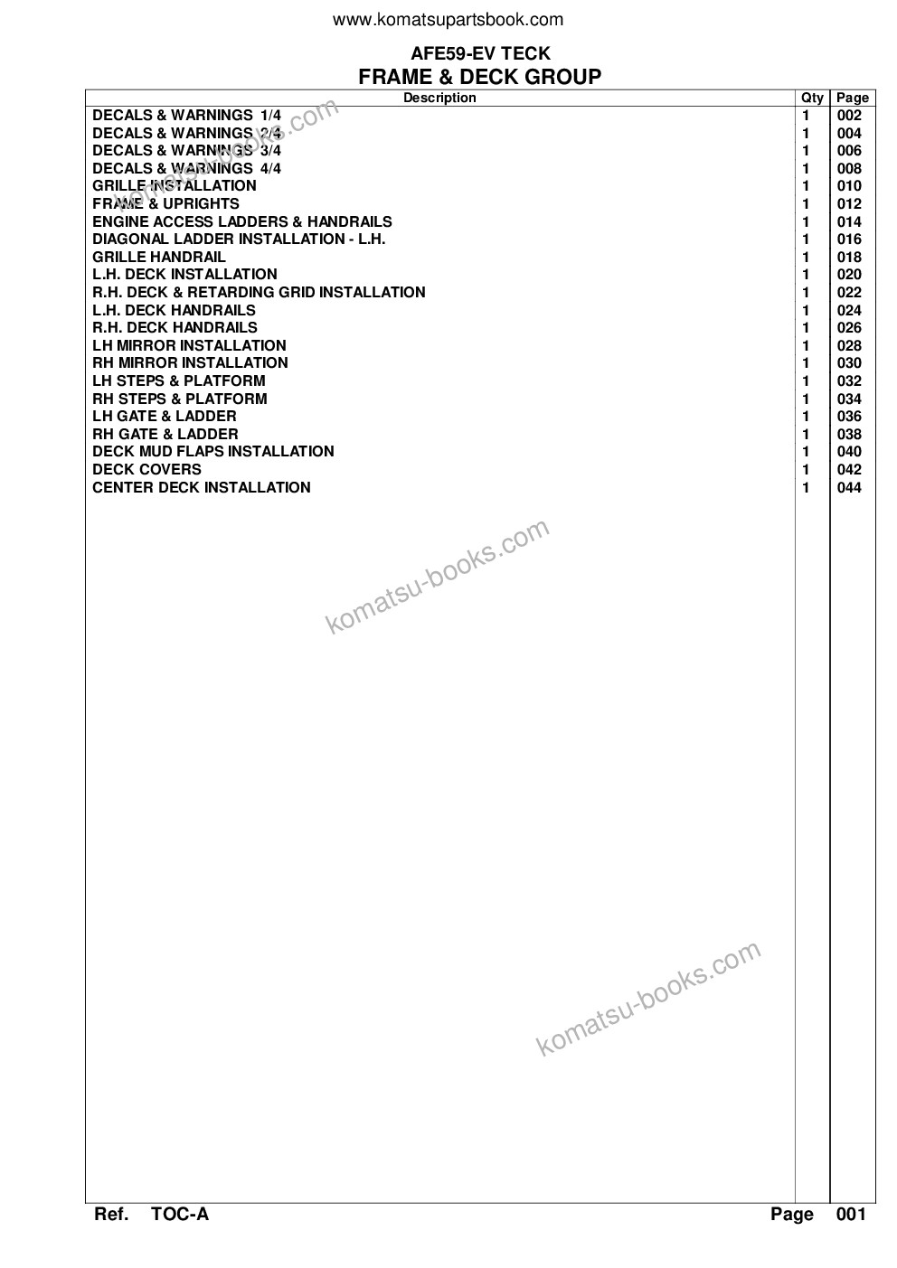 Komatsu afe59-ev 930e-4 s/n a31436 - a31437, a31461, a31465, a31469 - a31470, a31511, a31569, a31571 & a31573 teck - fording river, greenhills, evo & qco Catálogo de piezas cover Page 3