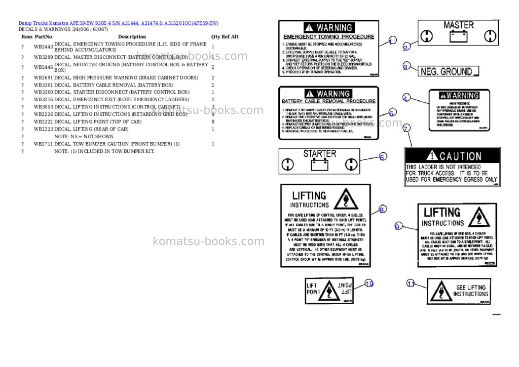 Komatsu afe59-ew 930e-4 s/n a31444, a31474 & a31520 ioc Parts catalog cover Page 3