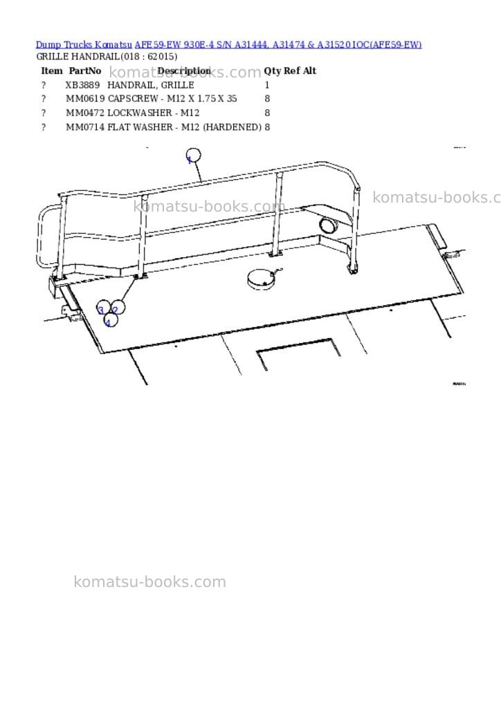Komatsu afe59-ew 930e-4 s/n a31444, a31474 & a31520 ioc Parts catalog cover Page 9