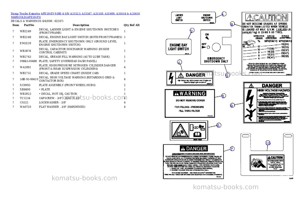 Komatsu afe59-ey 930e-4 s/n a31523, a31547, a31559, a31600, a31614 & a31616 marigold Parts catalog cover Page 4