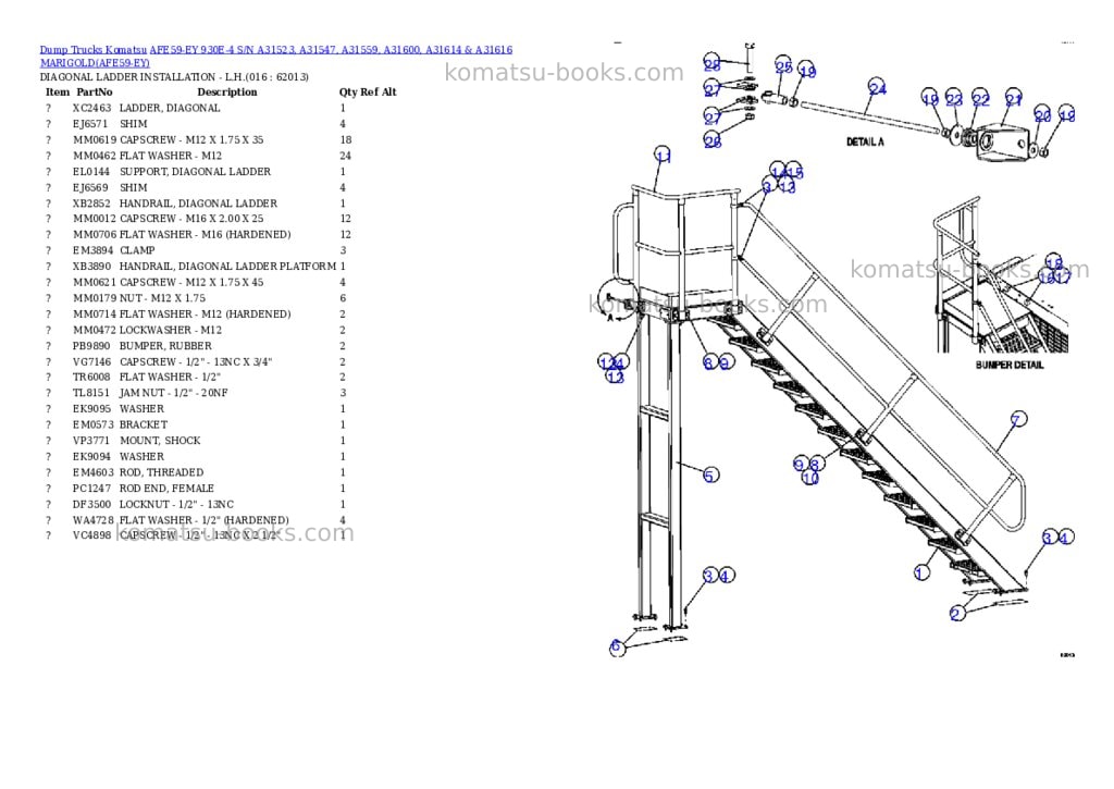 Komatsu afe59-ey 930e-4 s/n a31523, a31547, a31559, a31600, a31614 & a31616 marigold Parts catalog cover Page 8