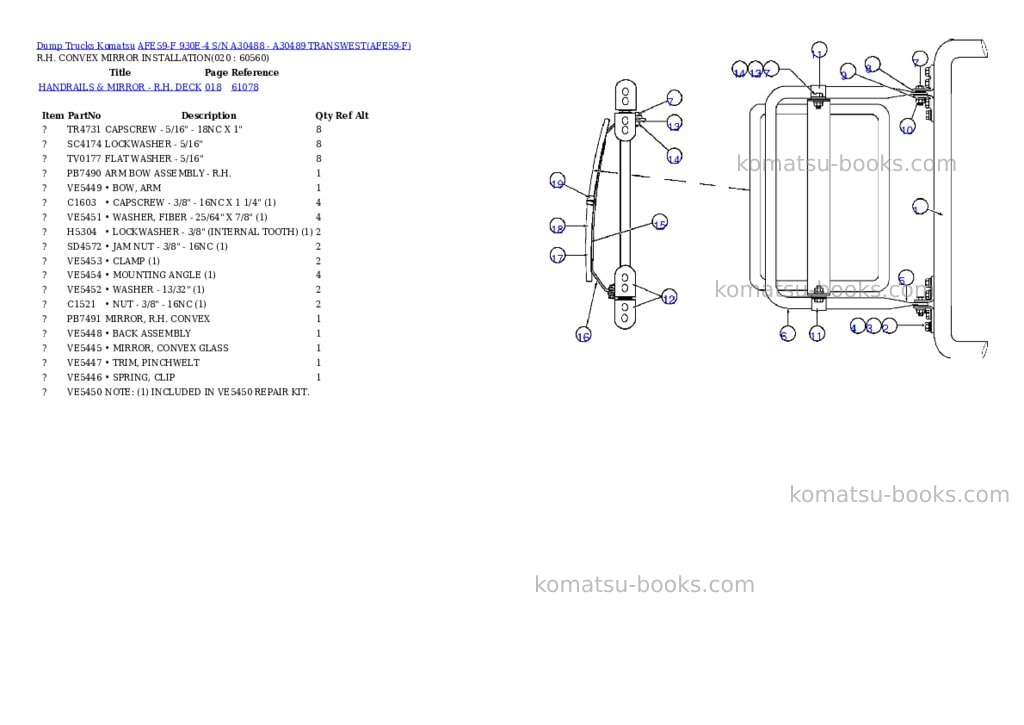 Komatsu afe59-f 930e-4 s/n a30488 - a30489 transwest Parts catalog cover Page 10