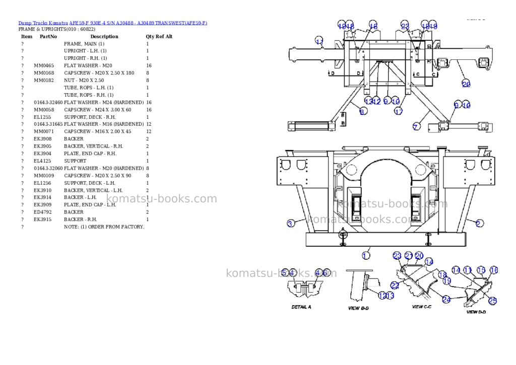 Komatsu afe59-f 930e-4 s/n a30488 - a30489 transwest Parts catalog cover Page 5