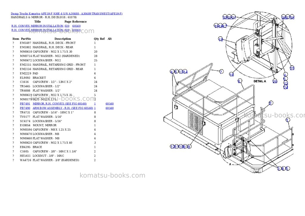 Komatsu afe59-f 930e-4 s/n a30488 - a30489 transwest Parts catalog cover Page 9