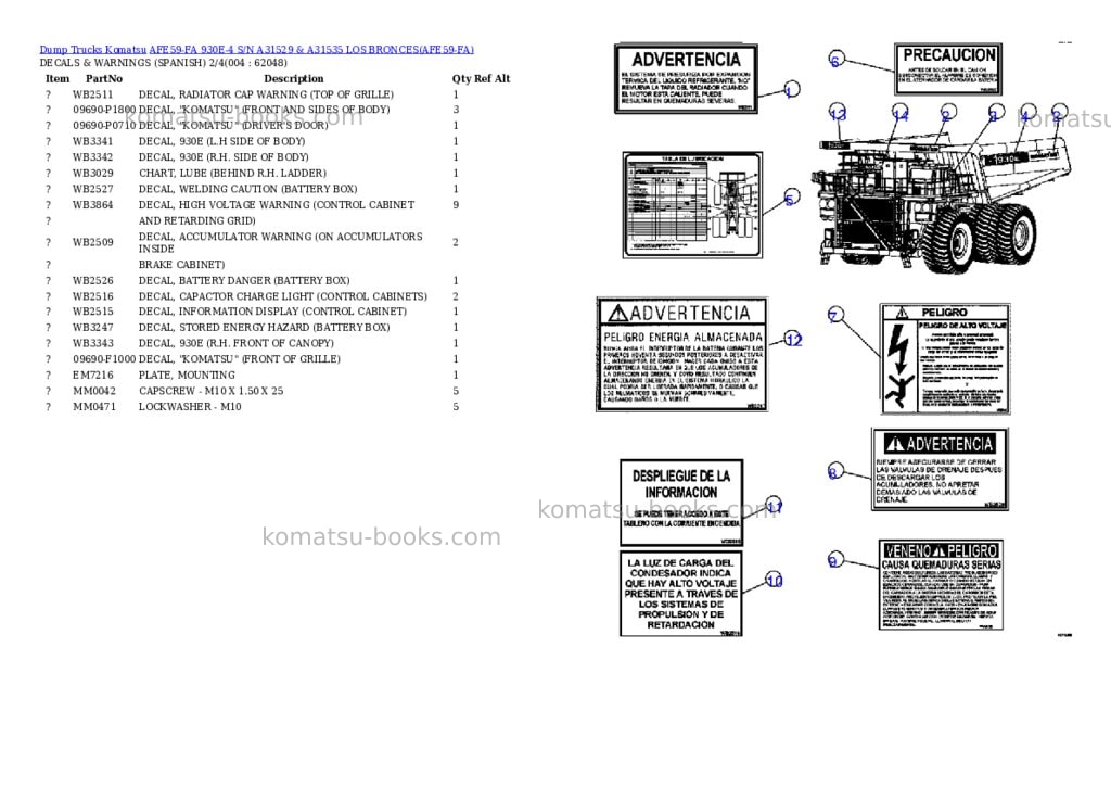 Komatsu afe59-fa 930e-4 s/n a31529 & a31535 los bronces Parts catalog cover Page 2 Komatsu afe59-fa 930e-4 s/n a31529 & a31535 los bronces Parts catalog cover Page 2