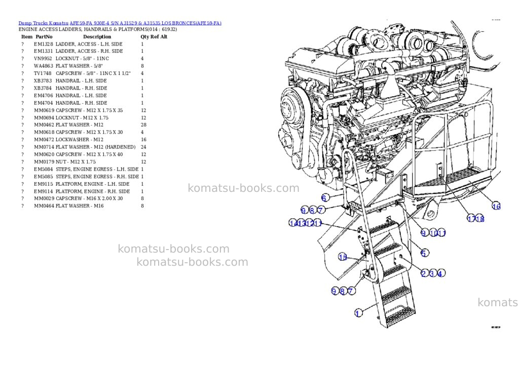 Komatsu afe59-fa 930e-4 s/n a31529 & a31535 los bronces Parts catalog cover Page 7 Komatsu afe59-fa 930e-4 s/n a31529 & a31535 los bronces Parts catalog cover Page 7