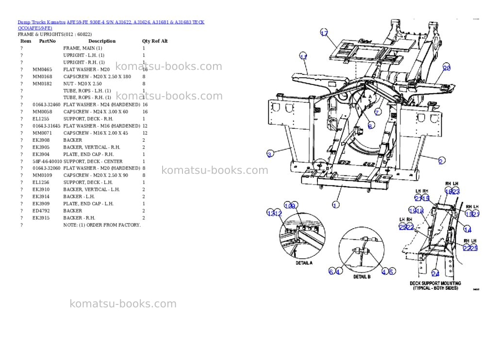 Komatsu afe59-fe 930e-4 s/n a31622, a31626, a31681 & a31683 teck qco Parts catalog cover Page 6 Komatsu afe59-fe 930e-4 s/n a31622, a31626, a31681 & a31683 teck qco Parts catalog cover Page 6