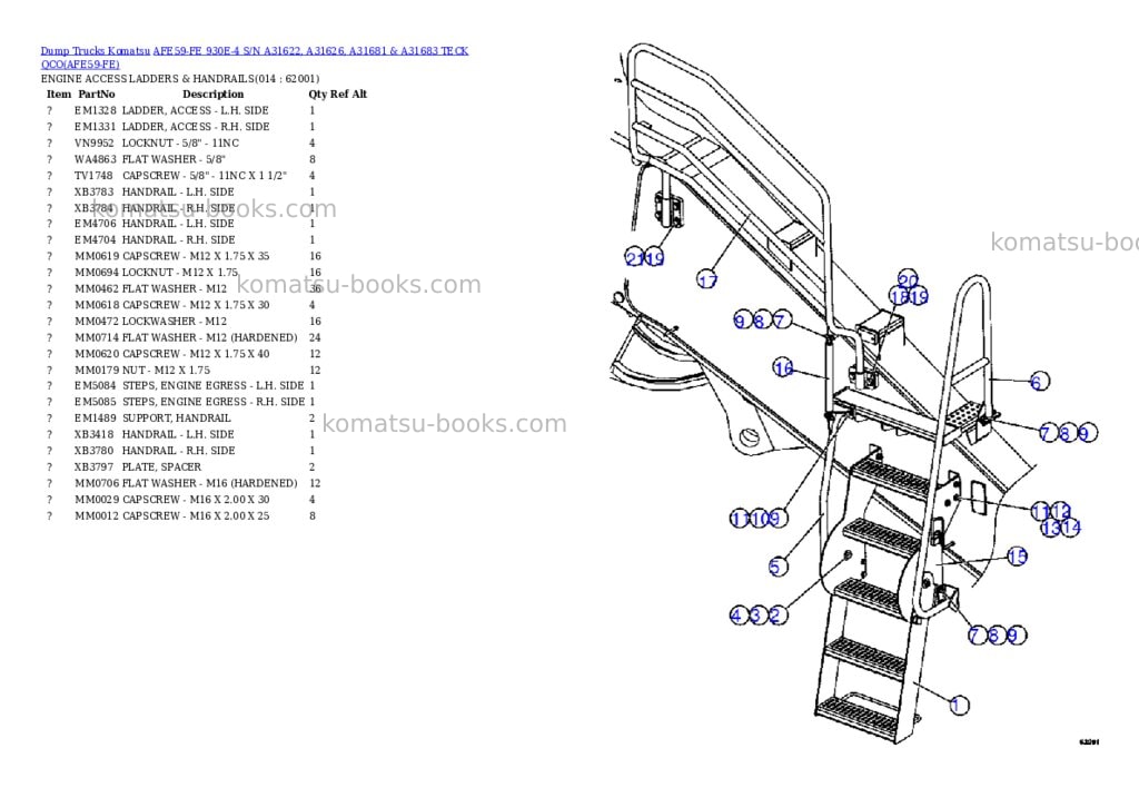 Komatsu afe59-fe 930e-4 s/n a31622, a31626, a31681 & a31683 teck qco Parts catalog cover Page 7 Komatsu afe59-fe 930e-4 s/n a31622, a31626, a31681 & a31683 teck qco Parts catalog cover Page 7