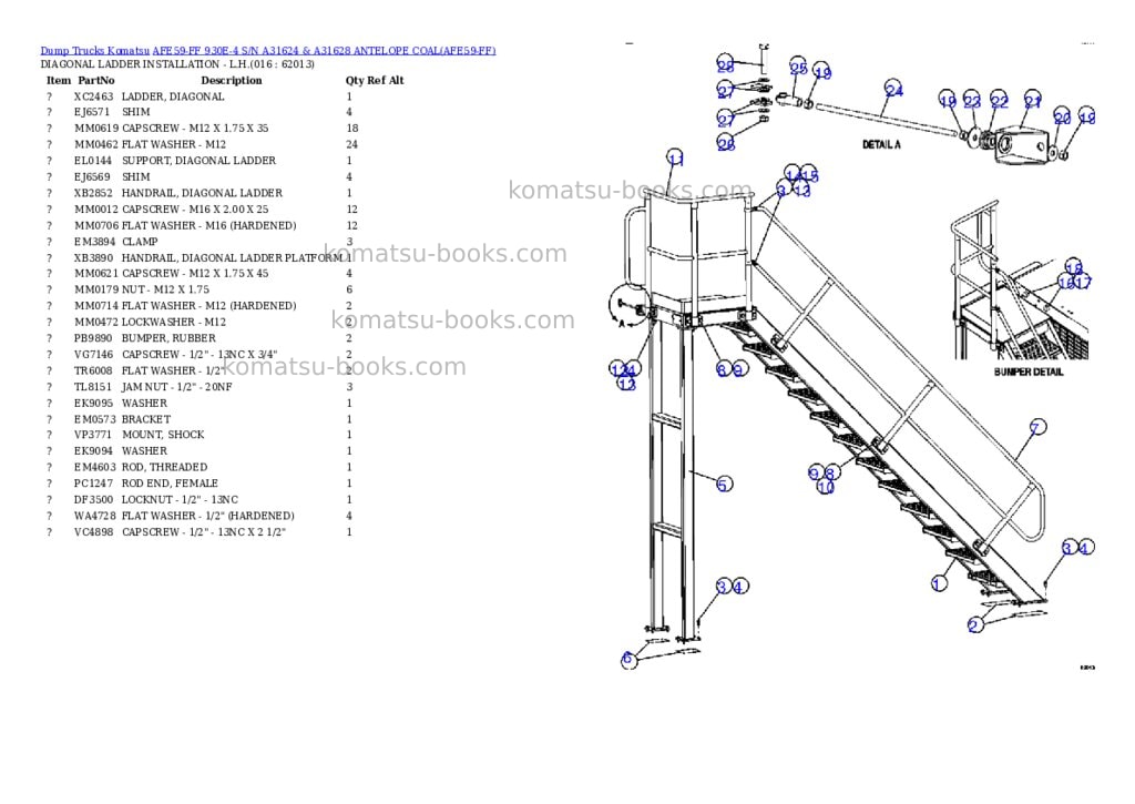 Komatsu afe59-ff 930e-4 s/n a31624 & a31628 antelope coal Parts catalog cover