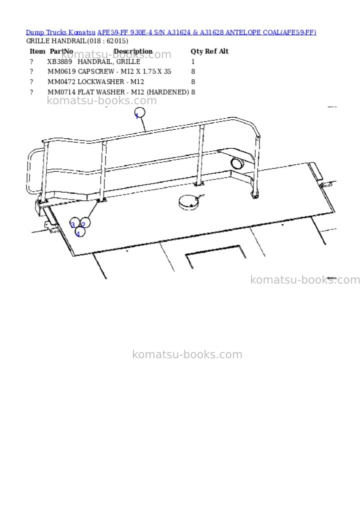 Komatsu afe59-ff 930e-4 s/n a31624 & a31628 antelope coal Parts catalog cover Page 2