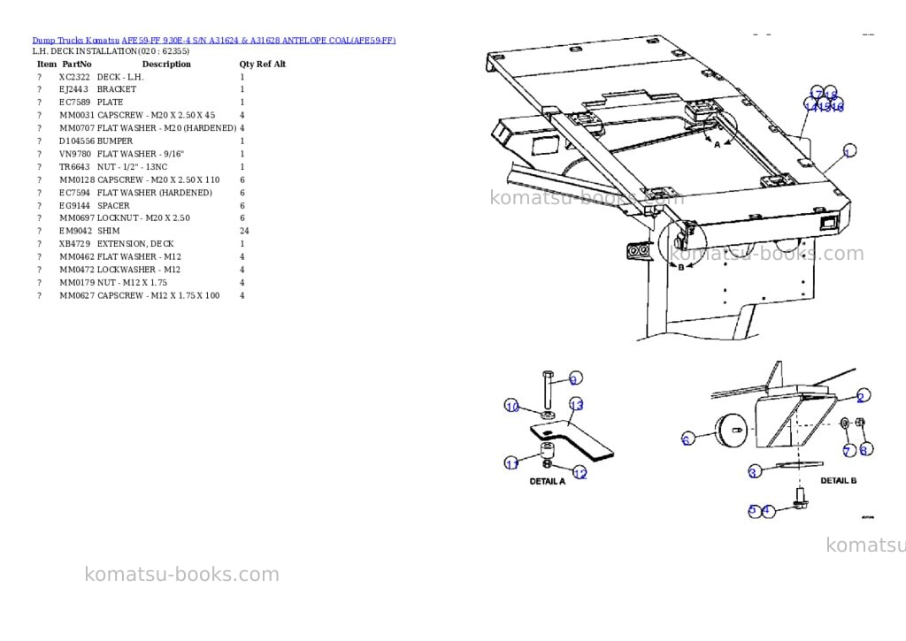 Komatsu afe59-ff 930e-4 s/n a31624 & a31628 antelope coal Parts catalog cover Page 3