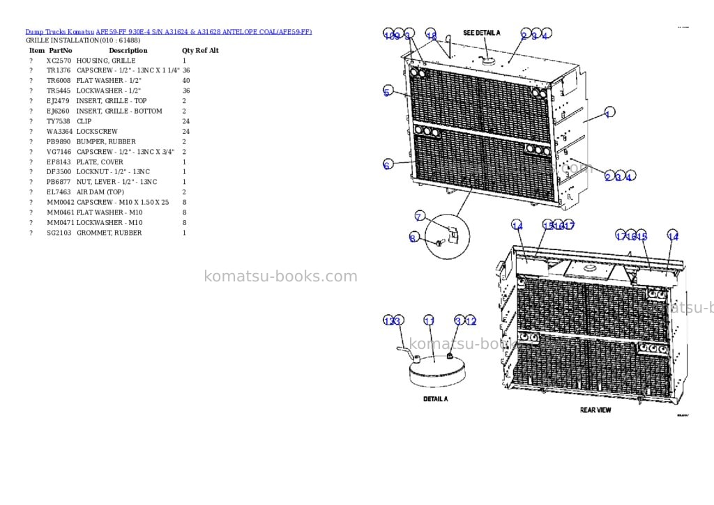Komatsu afe59-ff 930e-4 s/n a31624 & a31628 antelope coal Parts catalog cover Page 5